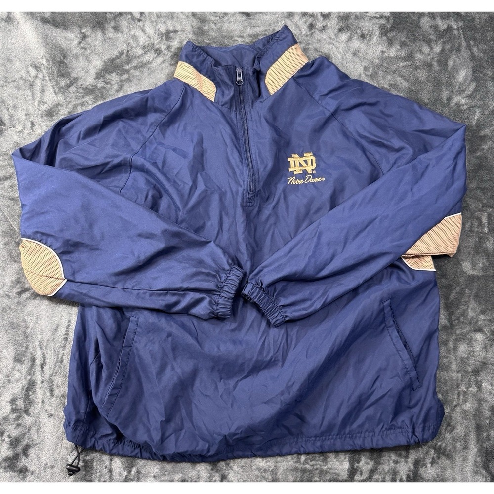 Vintage Notre Dame Fighting Irish Red Oak 1/4 Zip Windbreaker Jacket Mens L